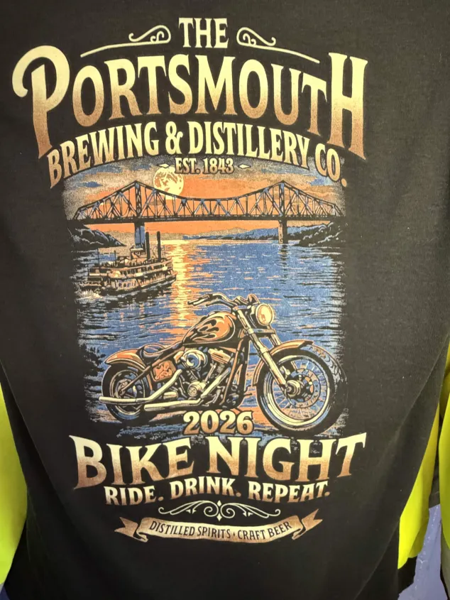 Portsmouth Brewing and Distillery 2026 Bike Night shirt