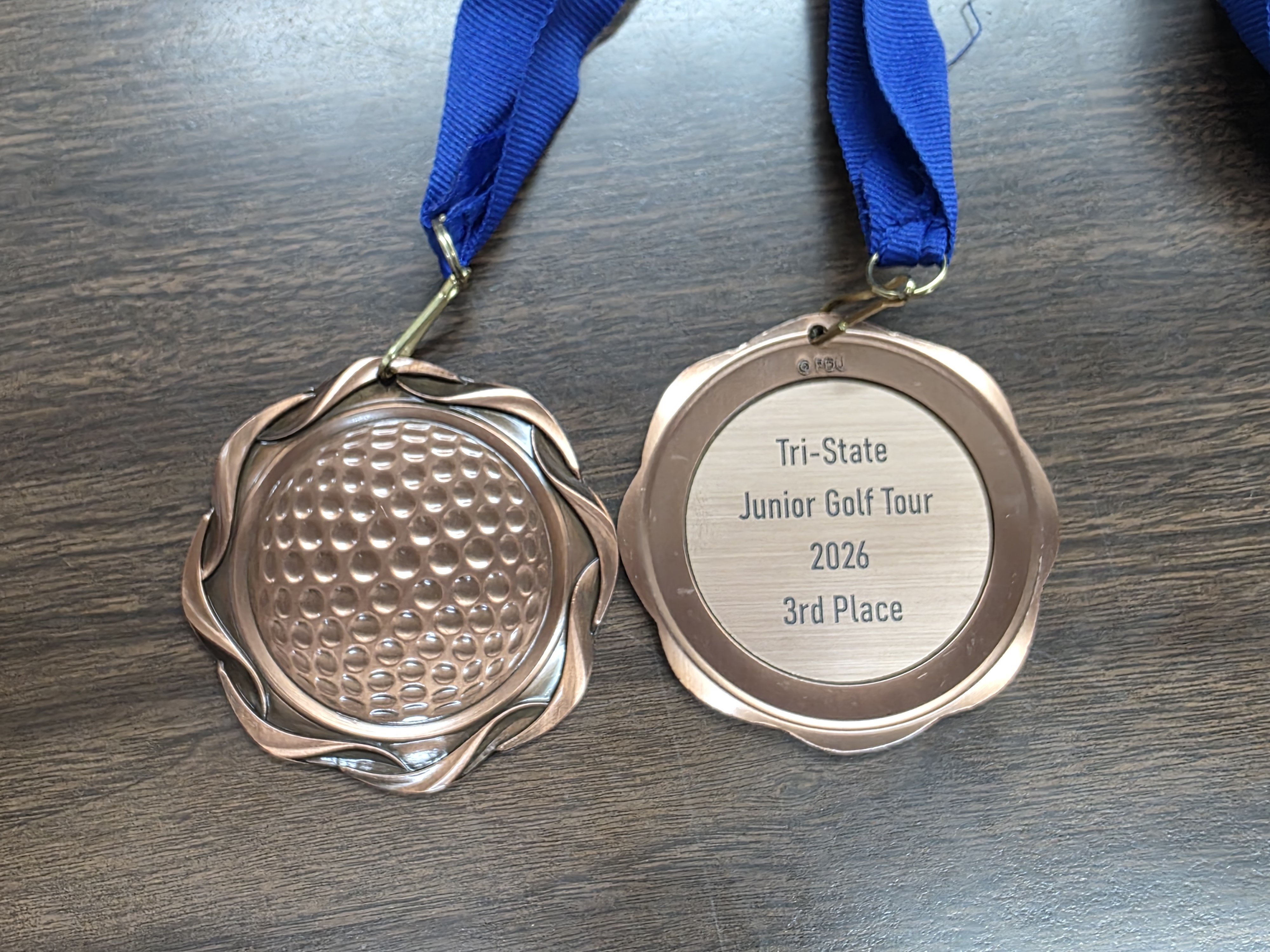 Bronze third place medal, Tri-State Junior Golf Tour 2026
