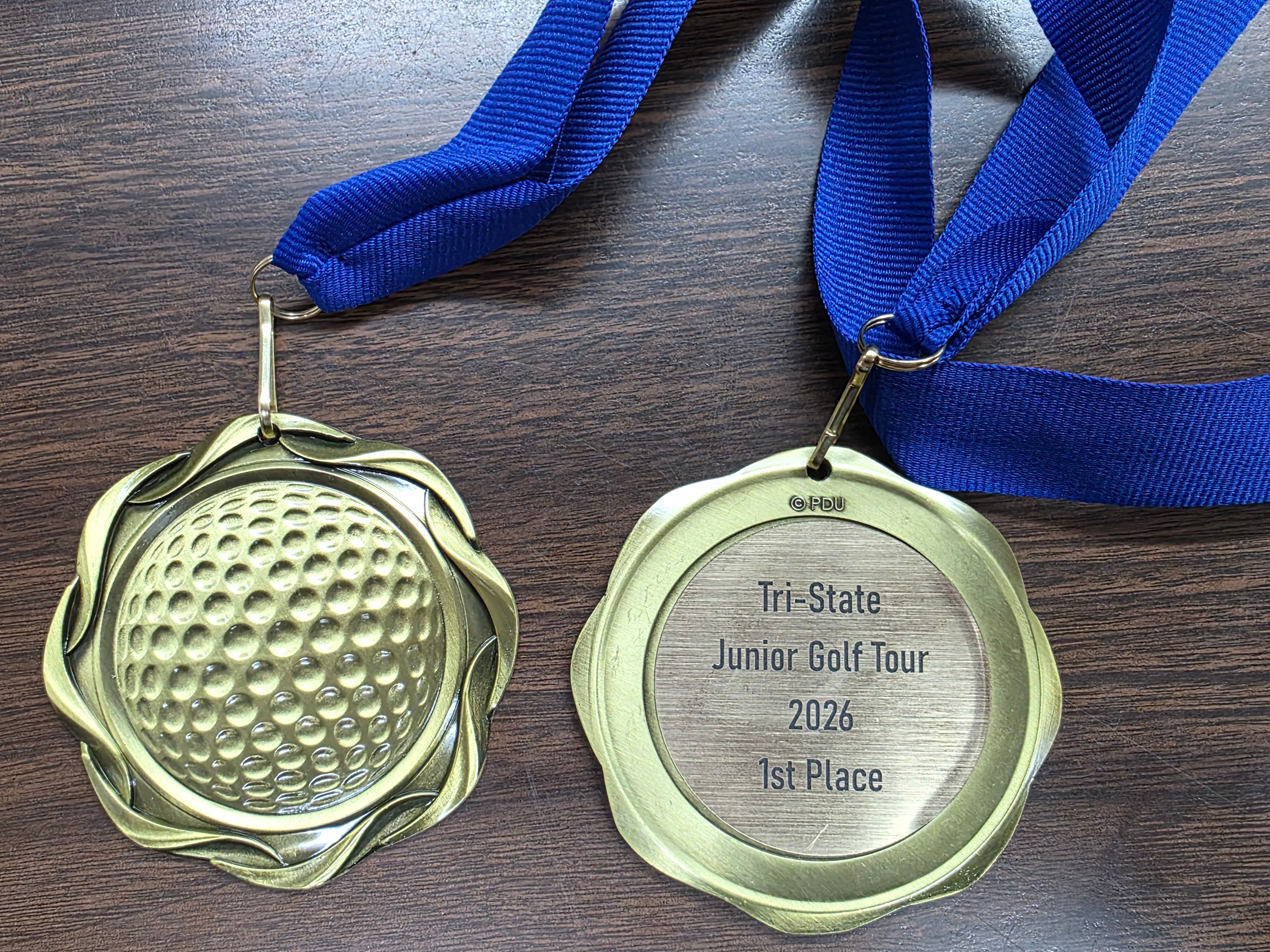 Gold first place medal, Tri-State Junior Golf Tour 2026